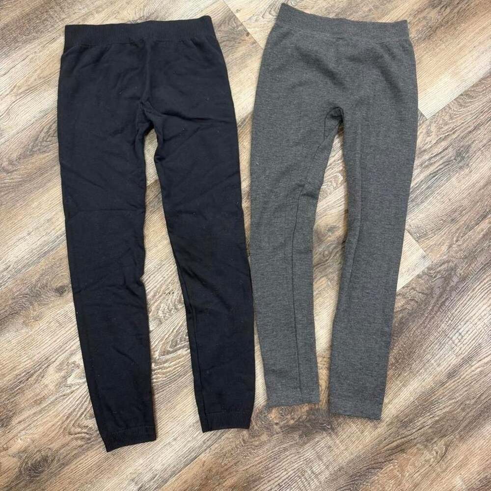 Fit 2 Go & Eye Candy Leggings Size S/M Black Gray Set of 2